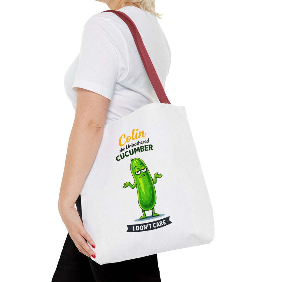 Colin the Unbothered Cucumber | Funny Vegetable Tote Bag