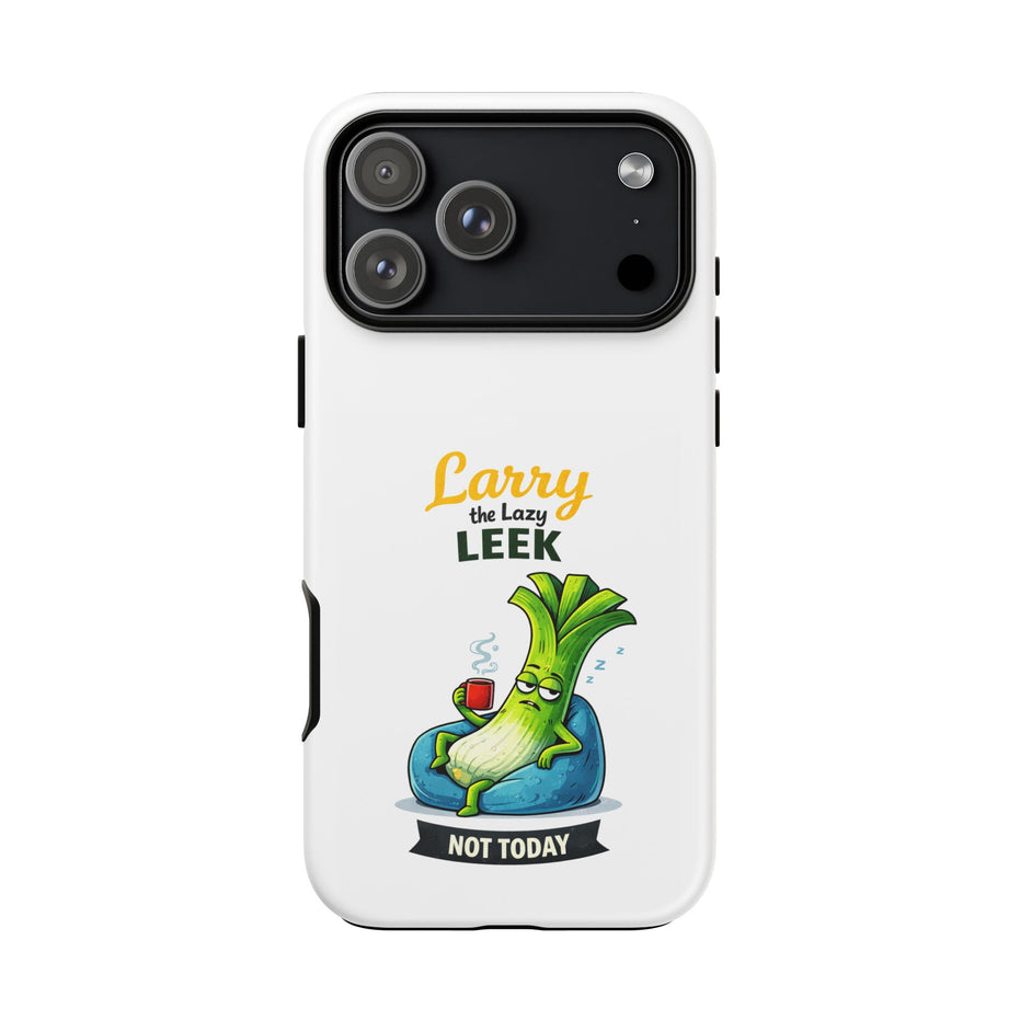 Cute 'Larry the Lazy Leek' Phone Case – Funny Vegetable Cartoon Tough Case, "Not Today"