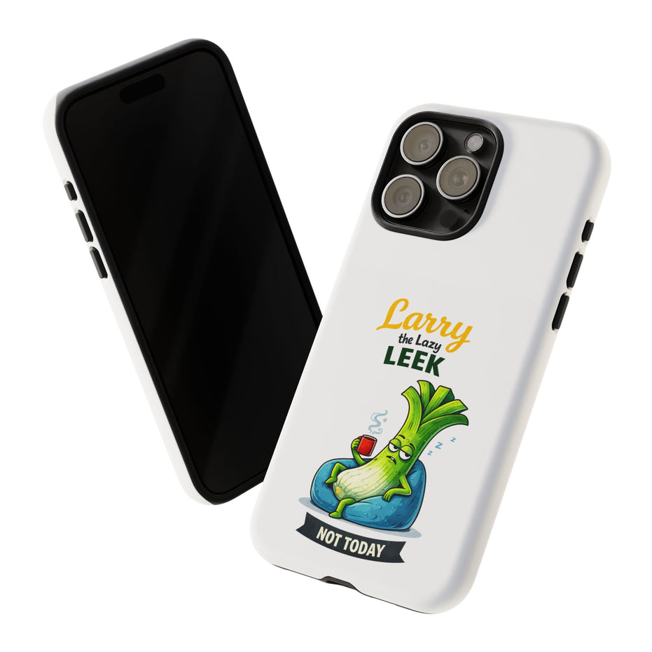 Cute 'Larry the Lazy Leek' Phone Case – Funny Vegetable Cartoon Tough Case, "Not Today"