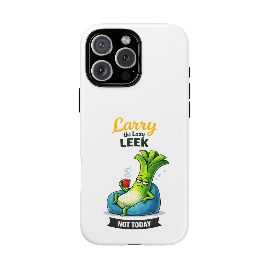 Cute 'Larry the Lazy Leek' Phone Case – Funny Vegetable Cartoon Tough Case, "Not Today"