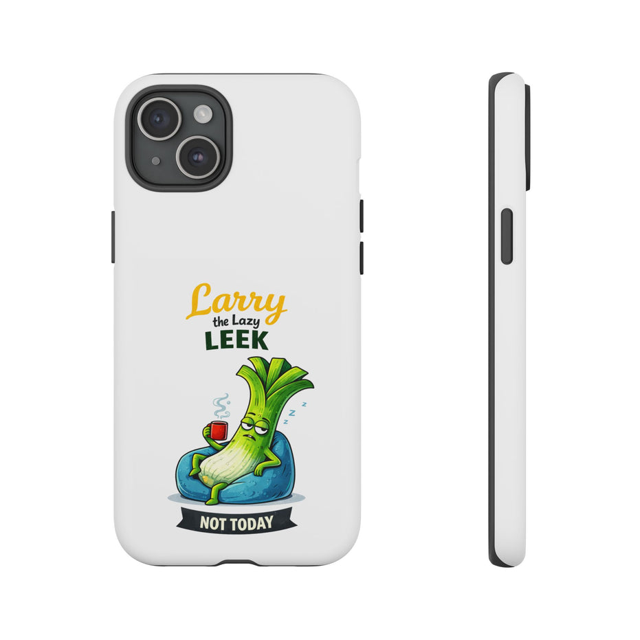 Cute 'Larry the Lazy Leek' Phone Case – Funny Vegetable Cartoon Tough Case, "Not Today"
