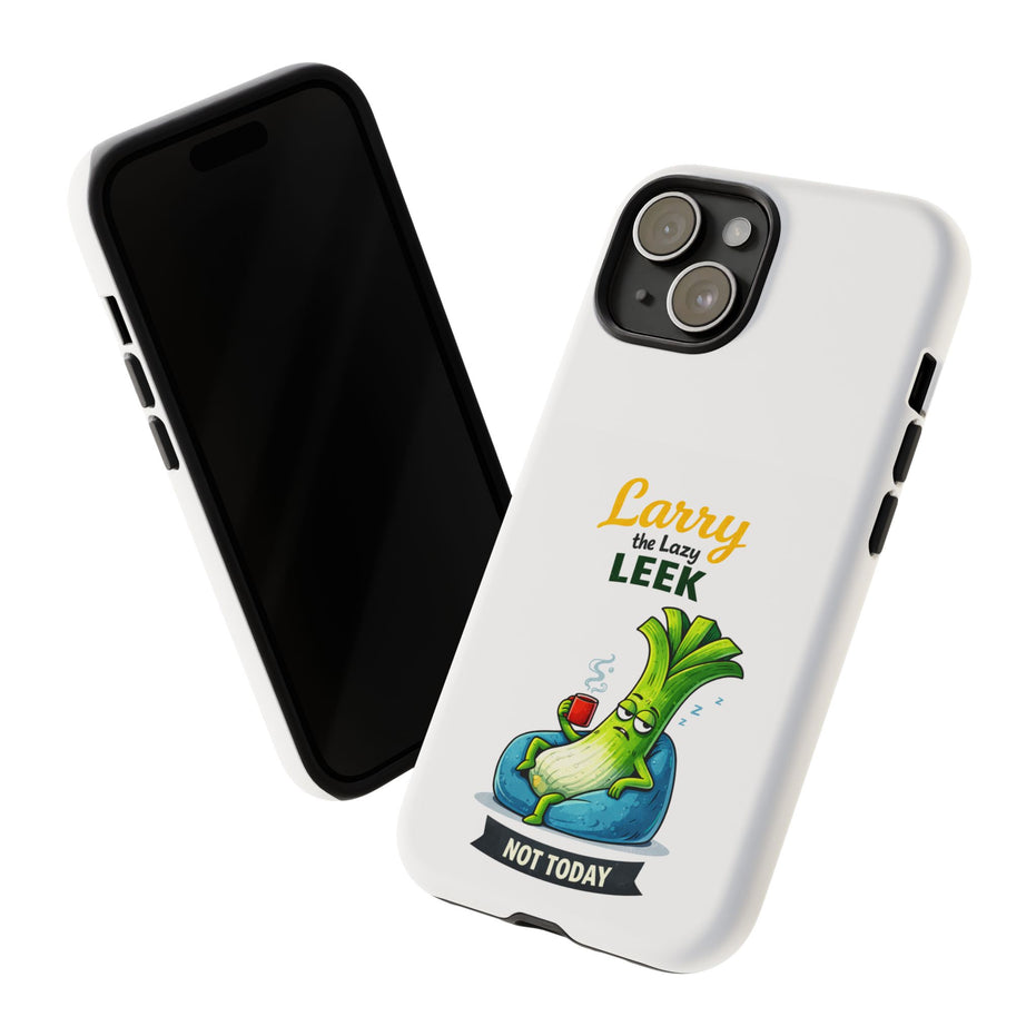 Cute 'Larry the Lazy Leek' Phone Case – Funny Vegetable Cartoon Tough Case, "Not Today"