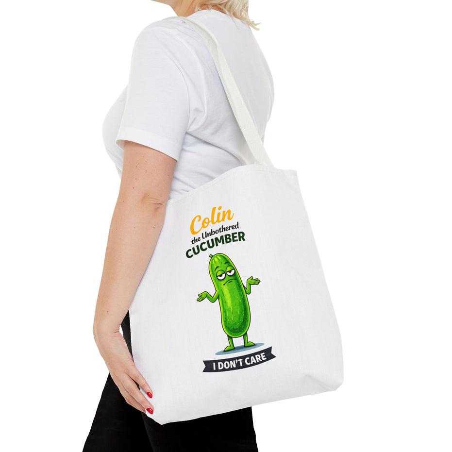 Colin the Unbothered Cucumber | Funny Vegetable Tote Bag