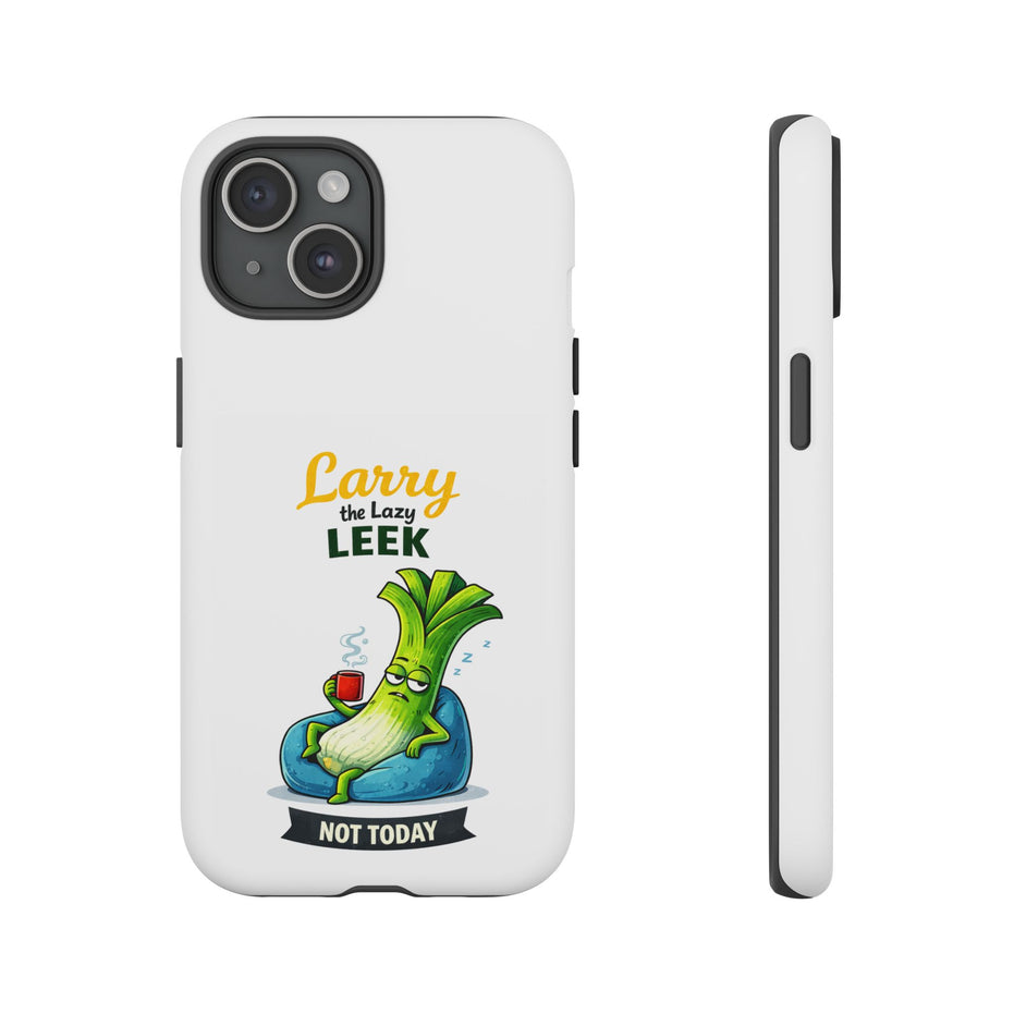 Cute 'Larry the Lazy Leek' Phone Case – Funny Vegetable Cartoon Tough Case, "Not Today"