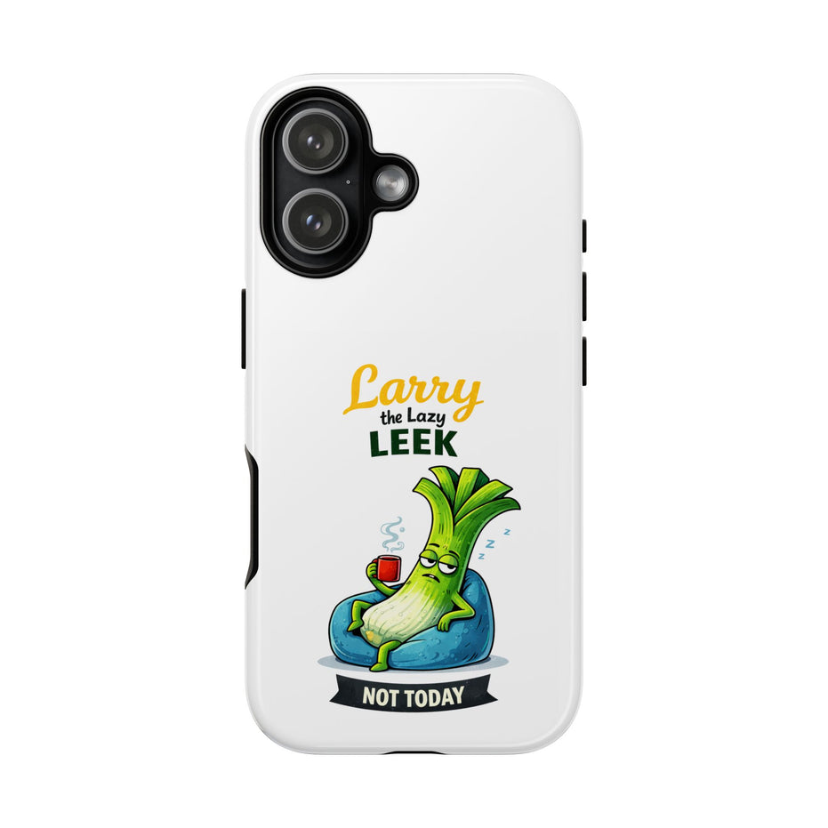 Cute 'Larry the Lazy Leek' Phone Case – Funny Vegetable Cartoon Tough Case, "Not Today"