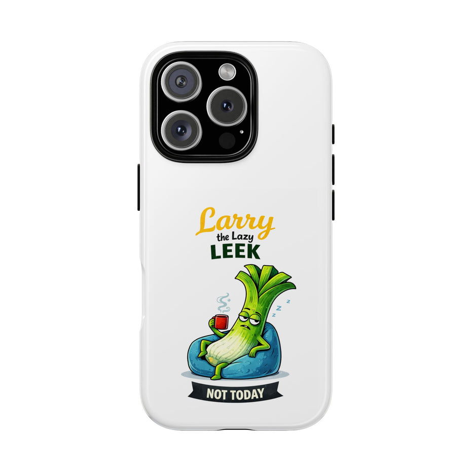Cute 'Larry the Lazy Leek' Phone Case – Funny Vegetable Cartoon Tough Case, "Not Today"