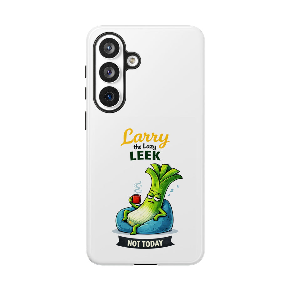 Cute 'Larry the Lazy Leek' Phone Case – Funny Vegetable Cartoon Tough Case, "Not Today"