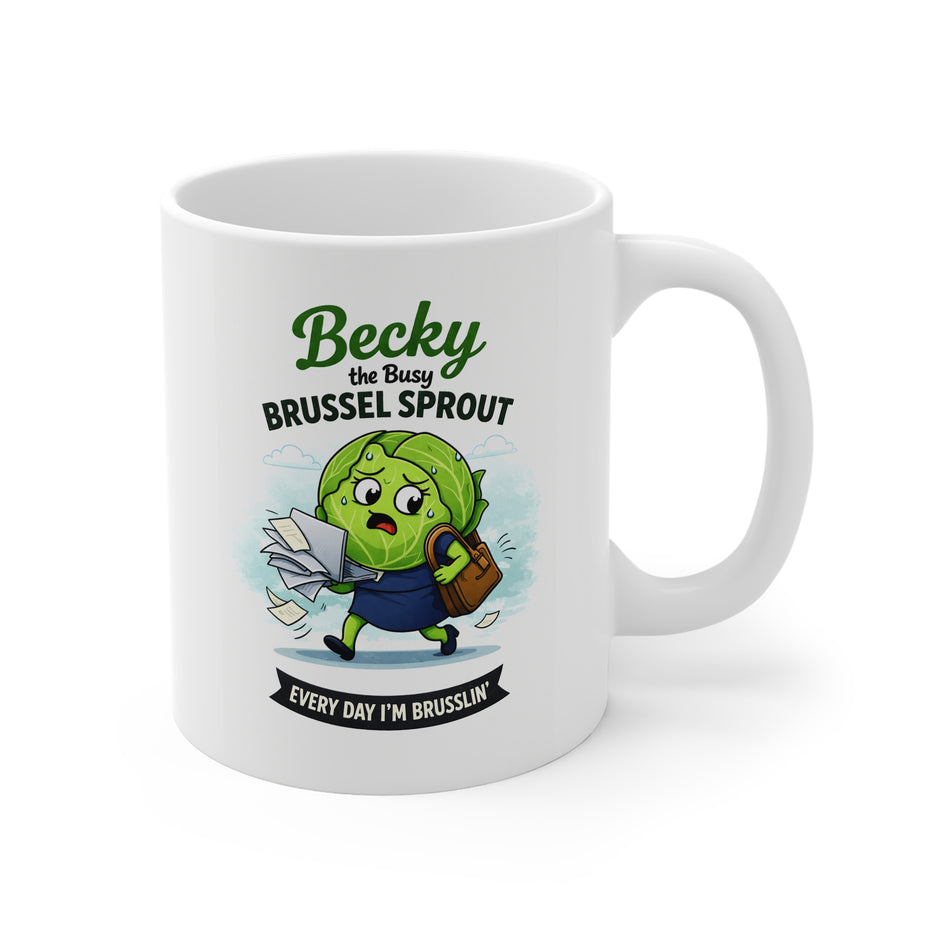 Becky the Busy Brussel Sprout | Funny Vegetable Mug
