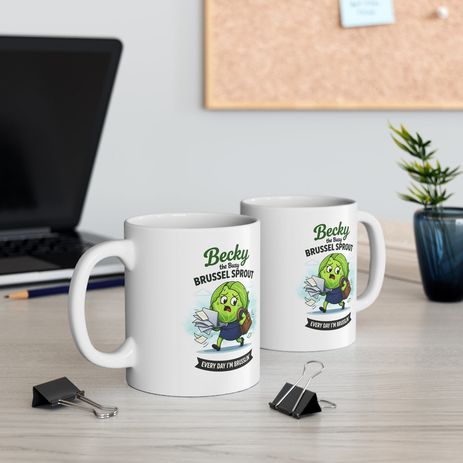 Becky the Busy Brussel Sprout | Funny Vegetable Mug
