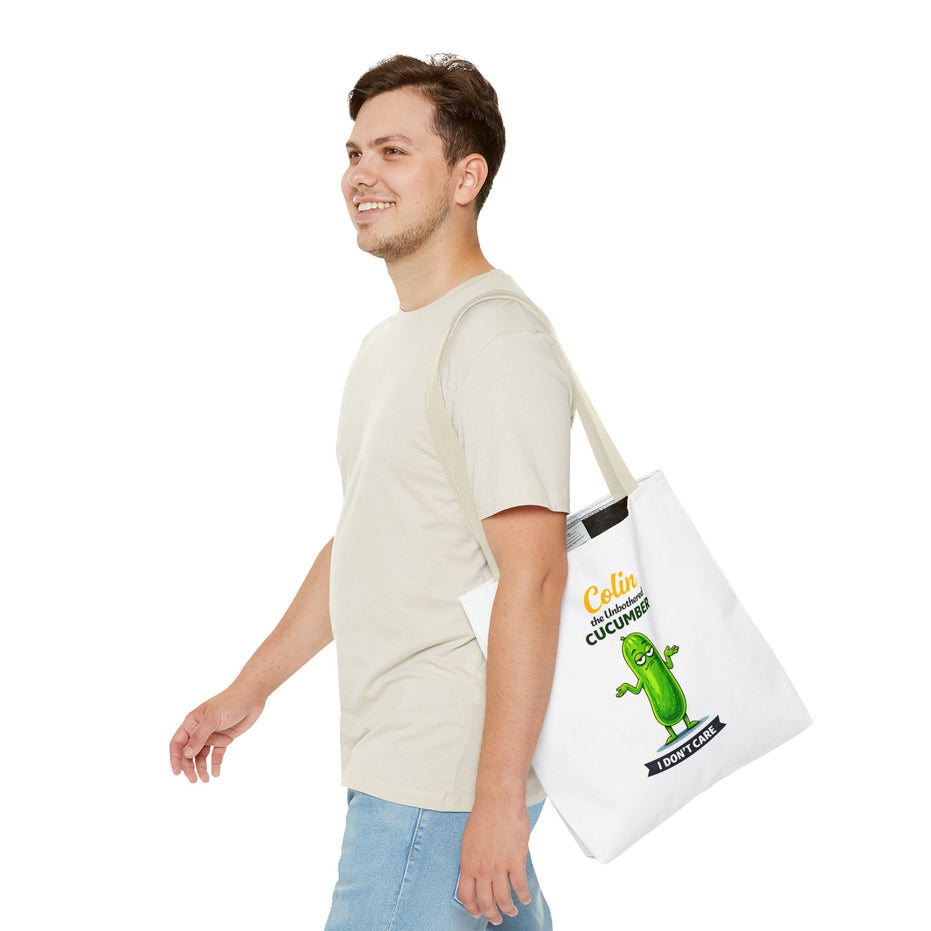 Colin the Unbothered Cucumber | Funny Vegetable Tote Bag