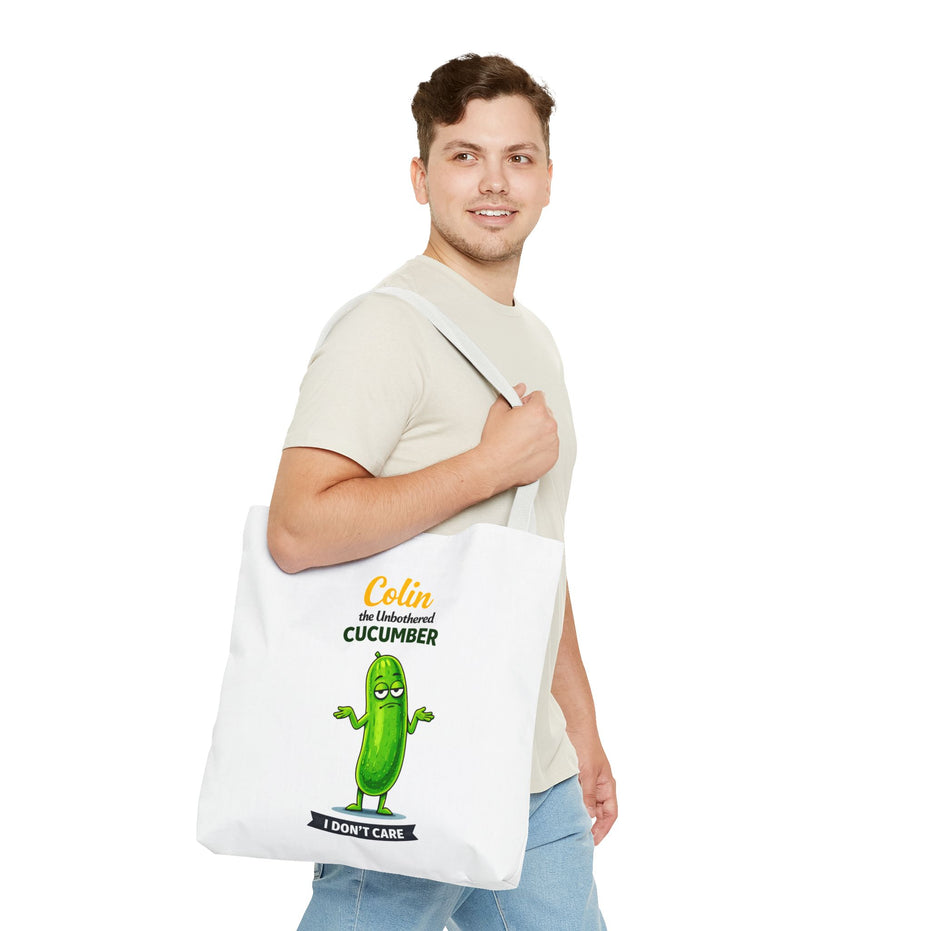 Colin the Unbothered Cucumber | Funny Vegetable Tote Bag