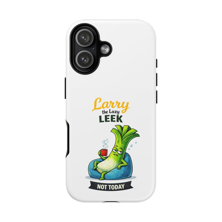 Cute 'Larry the Lazy Leek' Phone Case – Funny Vegetable Cartoon Tough Case, "Not Today"