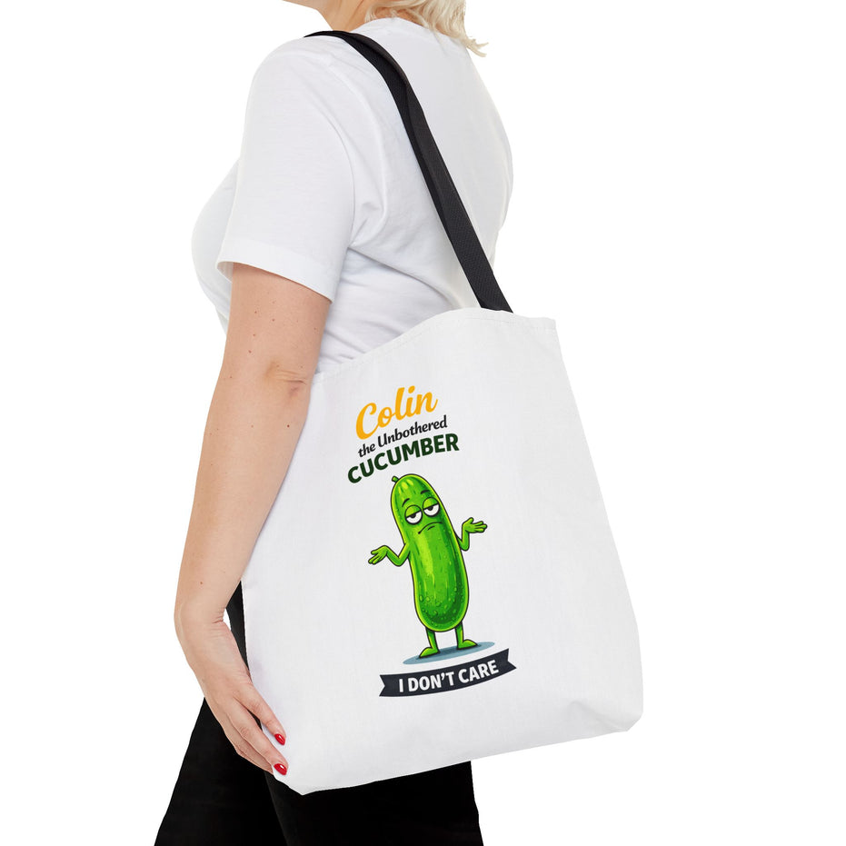 Colin the Unbothered Cucumber | Funny Vegetable Tote Bag