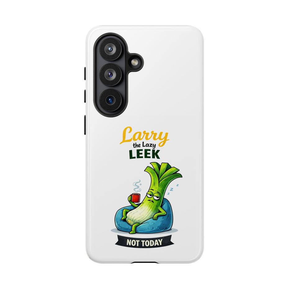 Cute 'Larry the Lazy Leek' Phone Case – Funny Vegetable Cartoon Tough Case, "Not Today"