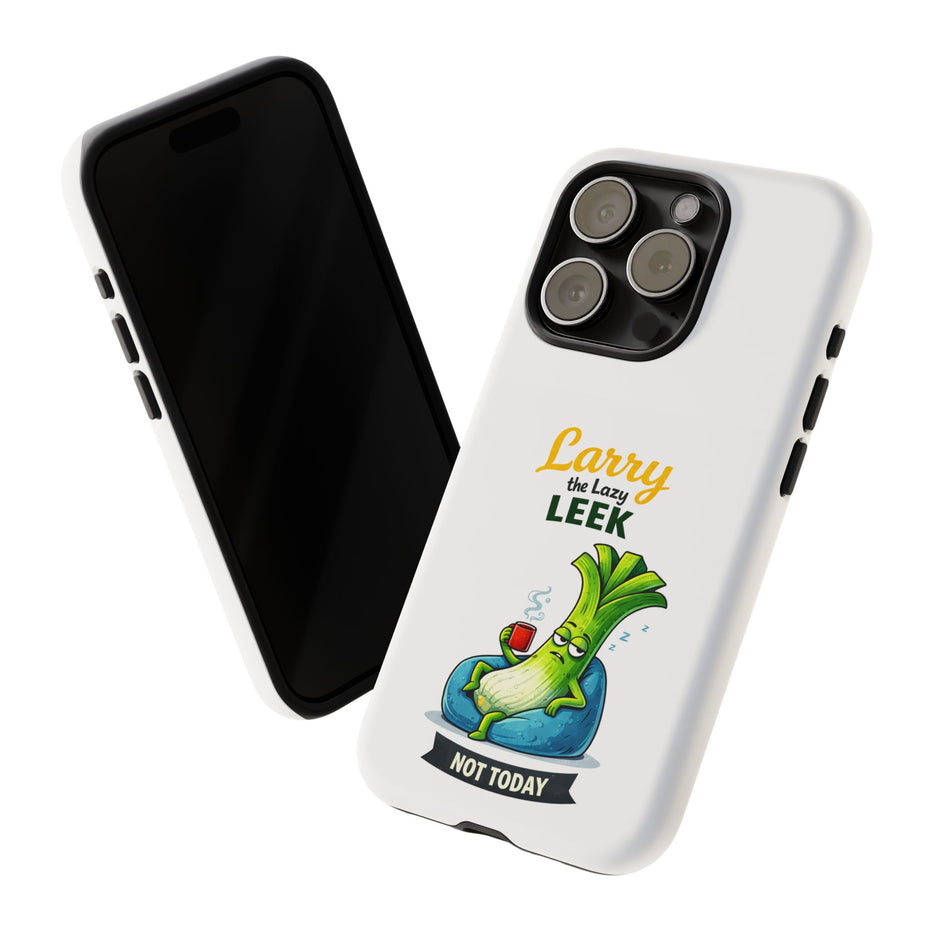Cute 'Larry the Lazy Leek' Phone Case – Funny Vegetable Cartoon Tough Case, "Not Today"