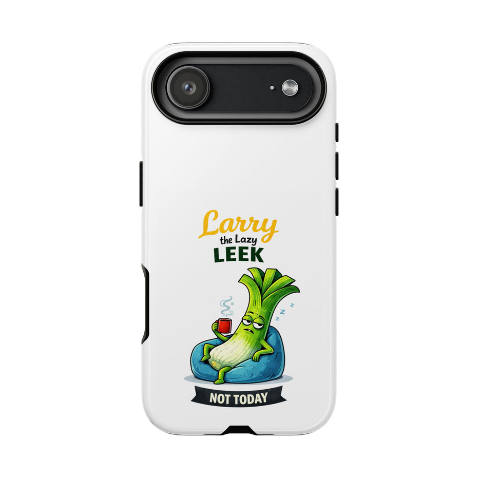 Cute 'Larry the Lazy Leek' Phone Case – Funny Vegetable Cartoon Tough Case, "Not Today"