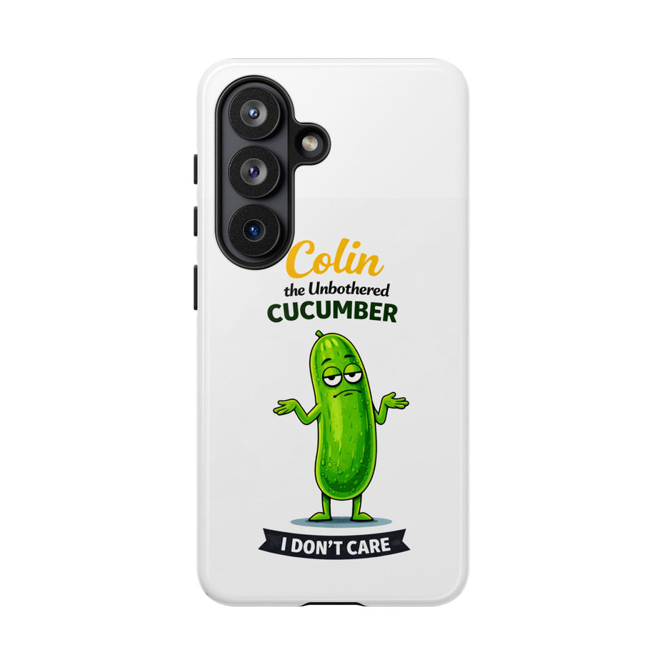 Colin the Unbothered Cucumber Phone Case — “I Don’t Care” Funny Cute Protective Case