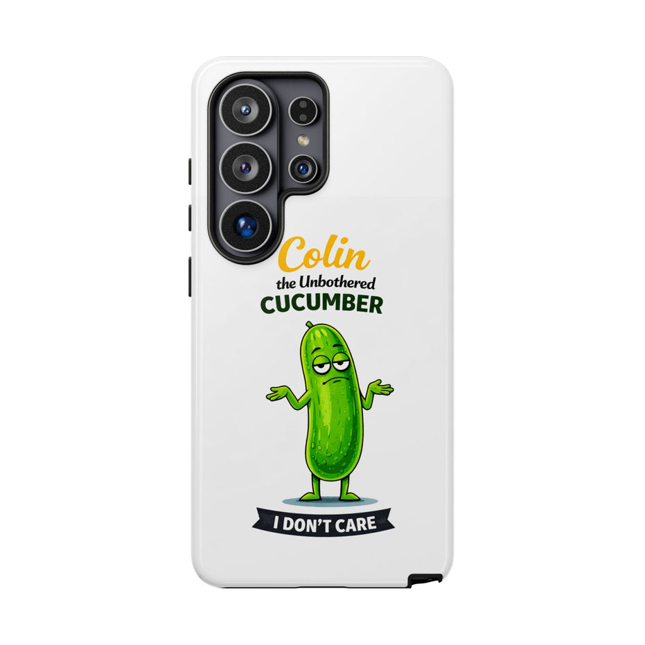 Colin the Unbothered Cucumber Phone Case — “I Don’t Care” Funny Cute Protective Case