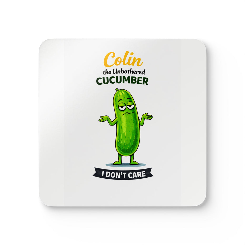 Colin the Unbothered Cucumber | Funny Vegetable Coaster Set