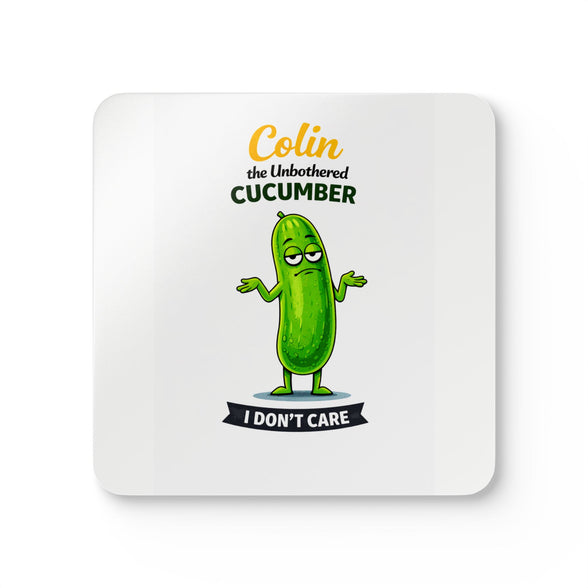 Colin the Unbothered Cucumber | Funny Vegetable Coaster Set