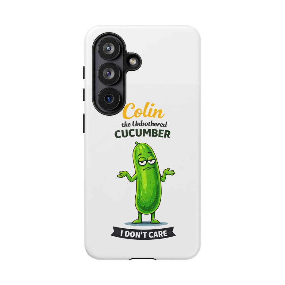 Colin the Unbothered Cucumber Phone Case — “I Don’t Care” Funny Cute Protective Case