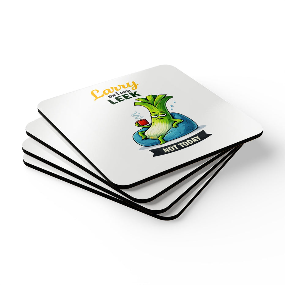 Larry the Lazy Leek | Funny Vegetable Coaster Set