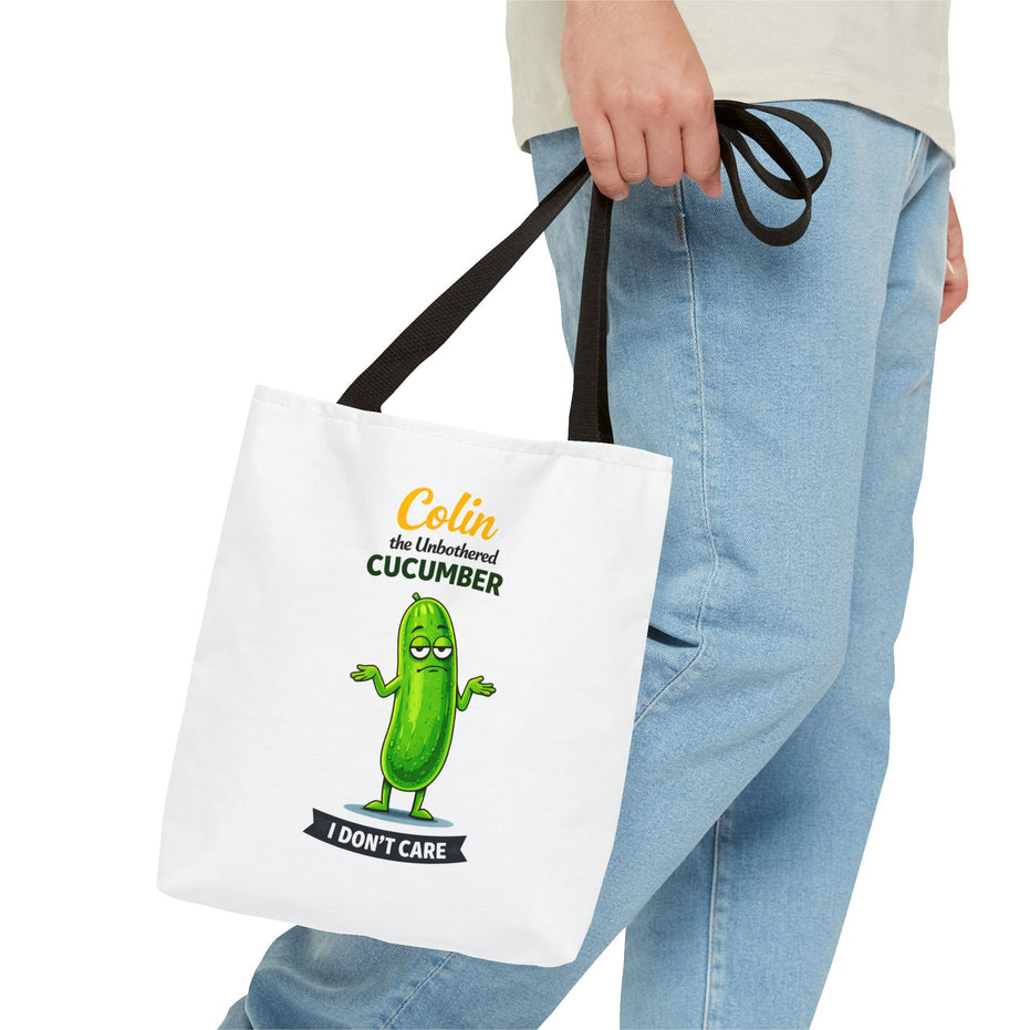Colin the Unbothered Cucumber | Funny Vegetable Tote Bag