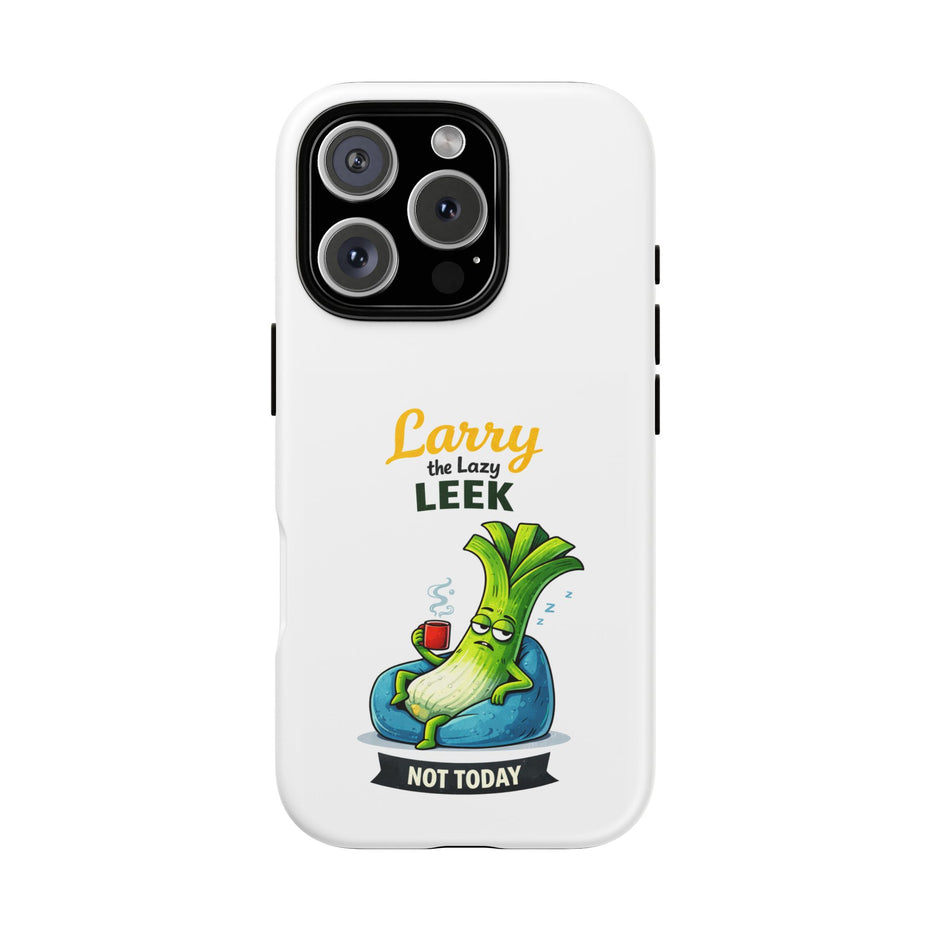 Cute 'Larry the Lazy Leek' Phone Case – Funny Vegetable Cartoon Tough Case, "Not Today"