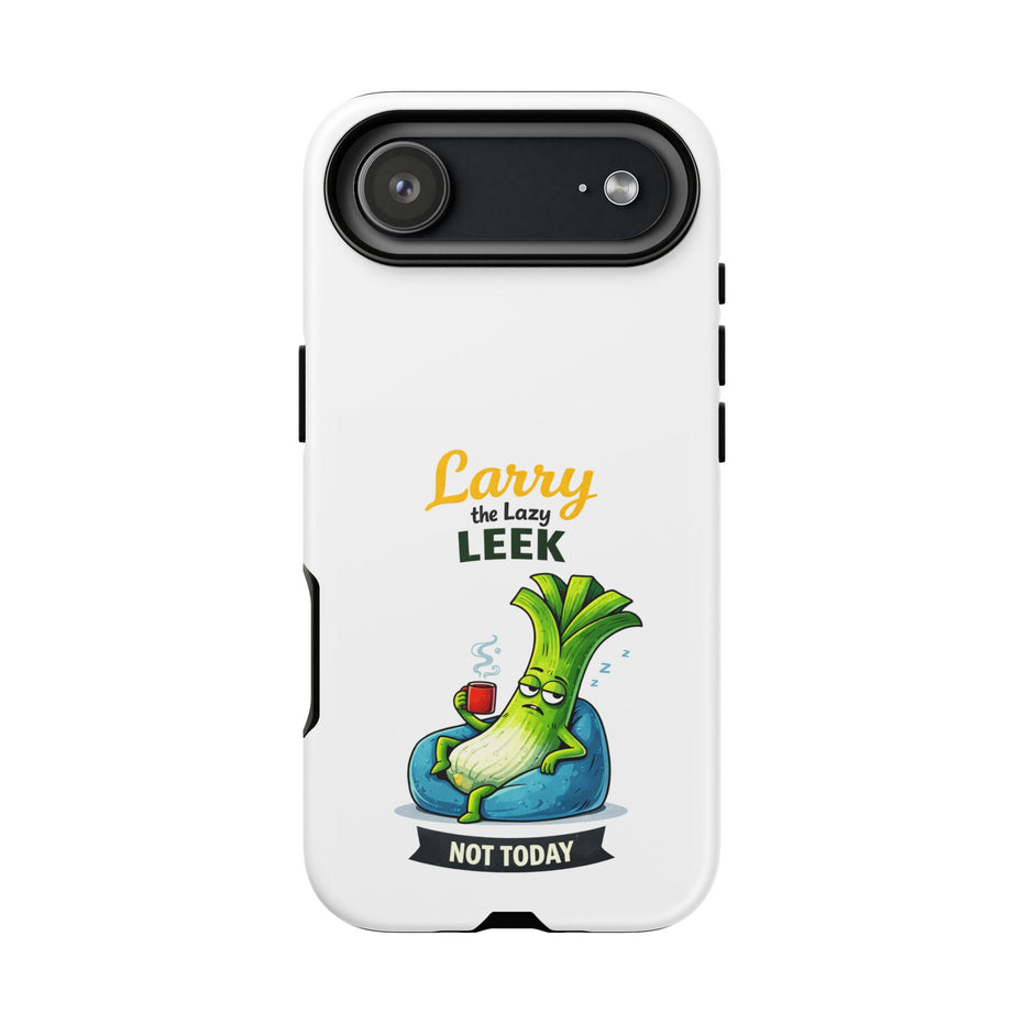 Cute 'Larry the Lazy Leek' Phone Case – Funny Vegetable Cartoon Tough Case, "Not Today"