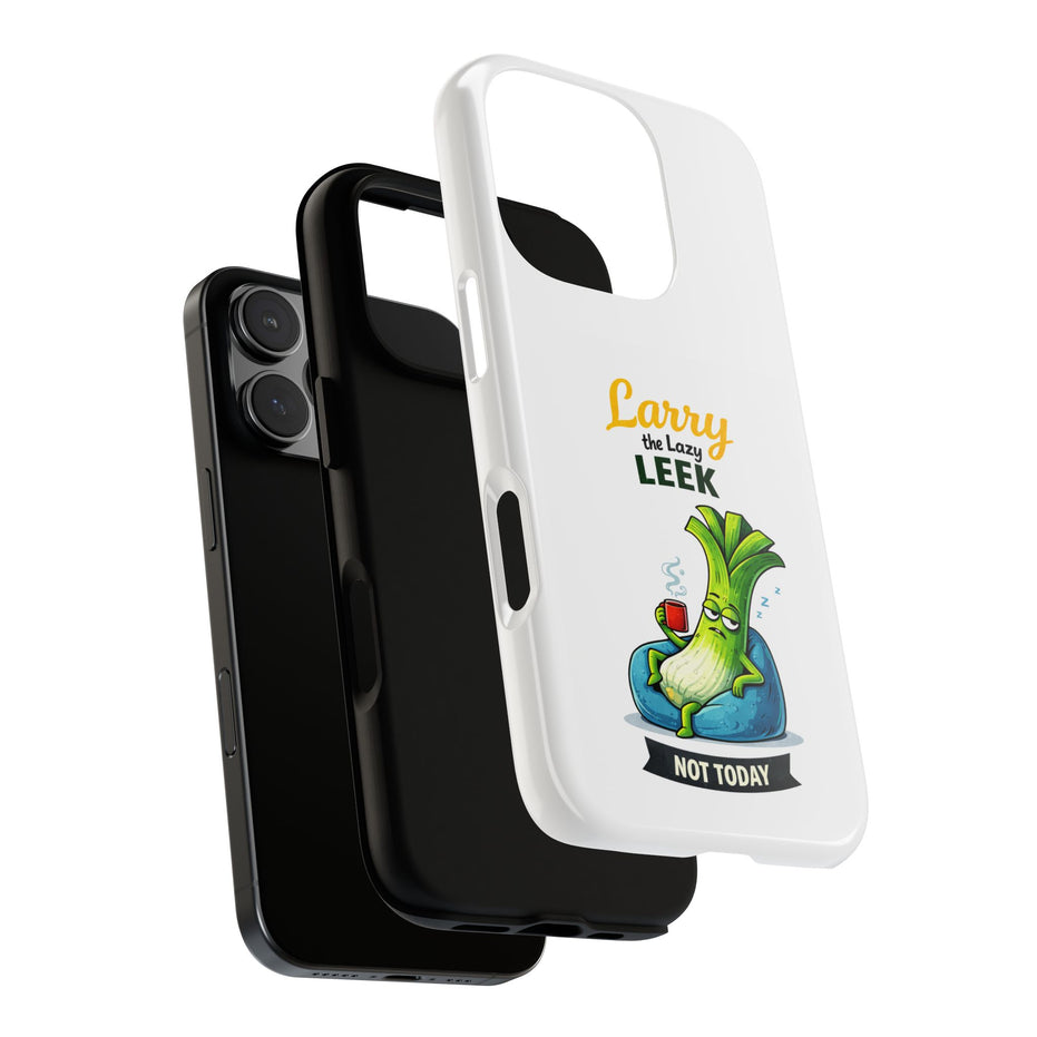 Cute 'Larry the Lazy Leek' Phone Case – Funny Vegetable Cartoon Tough Case, "Not Today"