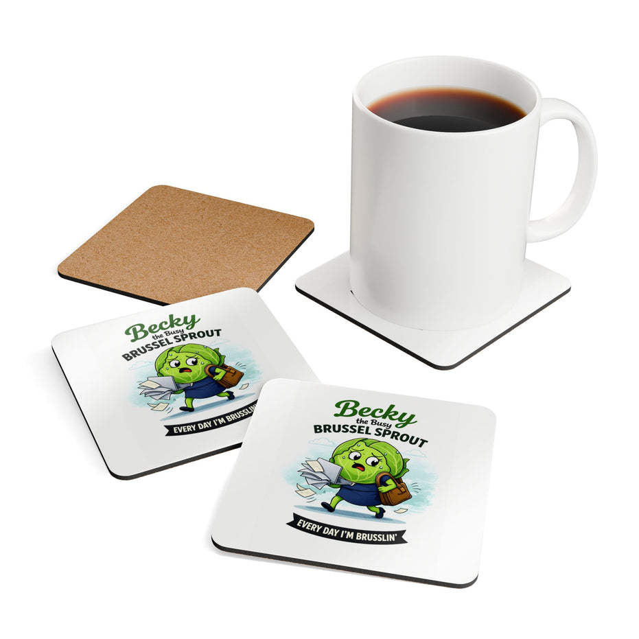 Becky the Busy Brussel Sprout | Funny Vegetable Coaster Set