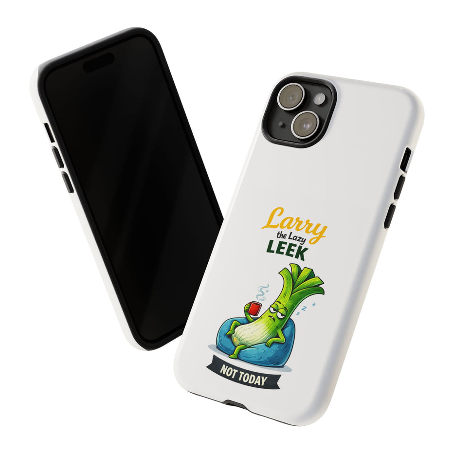 Cute 'Larry the Lazy Leek' Phone Case – Funny Vegetable Cartoon Tough Case, "Not Today"
