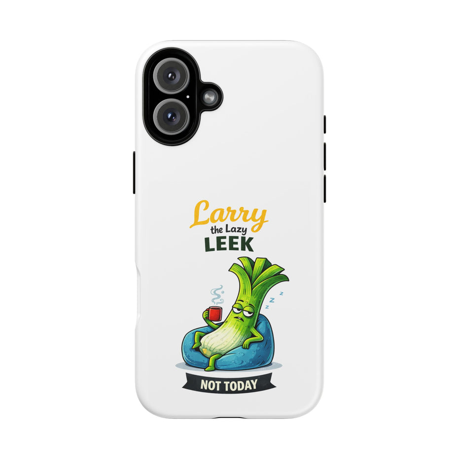 Cute 'Larry the Lazy Leek' Phone Case – Funny Vegetable Cartoon Tough Case, "Not Today"