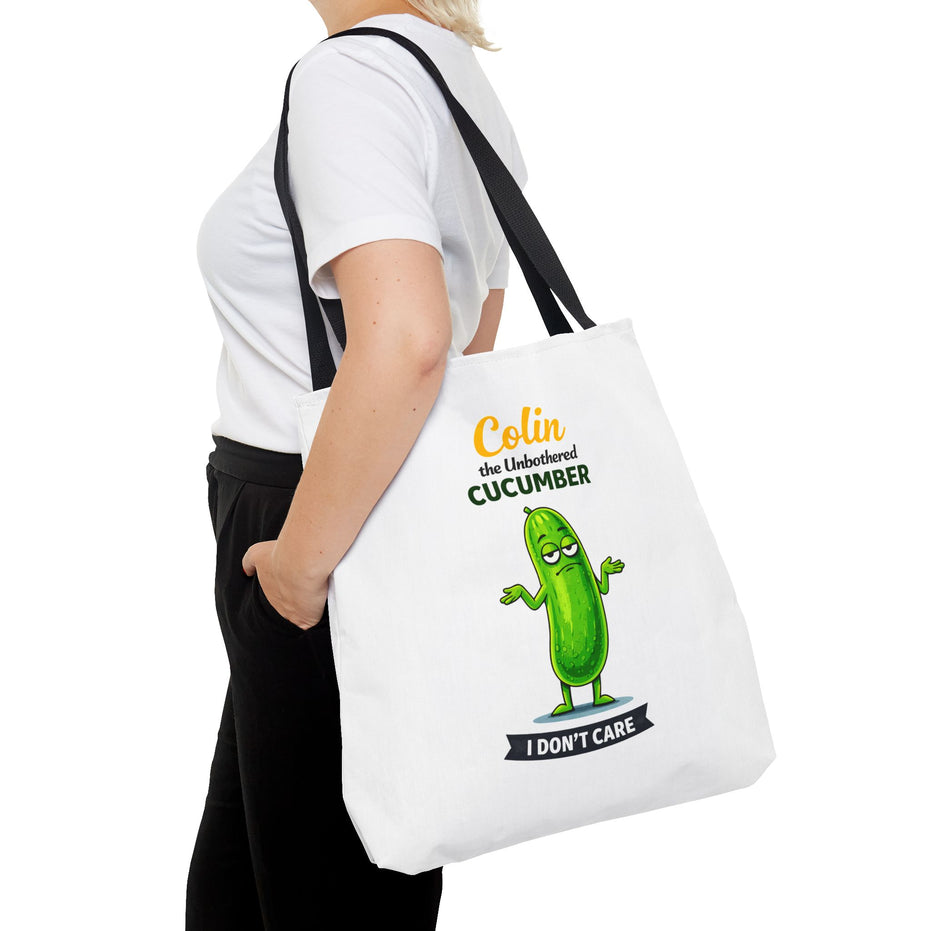 Colin the Unbothered Cucumber | Funny Vegetable Tote Bag