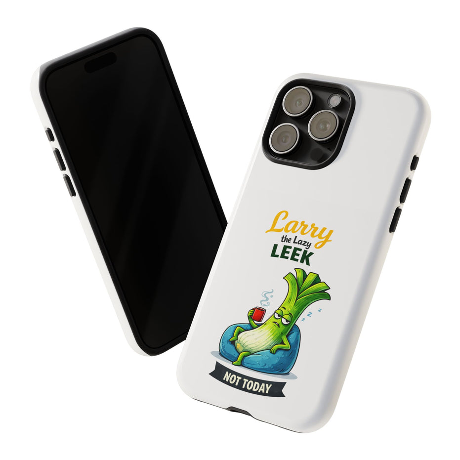 Cute 'Larry the Lazy Leek' Phone Case – Funny Vegetable Cartoon Tough Case, "Not Today"